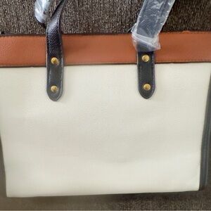 Chic Cream and Tan Women's Tote Bag